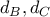 d_B, d_C