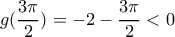 g(\dfrac{3\pi }{2})=-2-\dfrac{3\pi }{2}<0