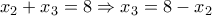 \displaystyle
x_2+x_3=8 \Rightarrow x_3=8-x_2
\displaystyle
x_2+x_3=8 \Rightarrow x_3=8-x_2