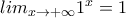 lim_{x\rightarrow +\infty}1^x=1