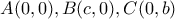 A(0,0), B(c, 0), C(0,b)
