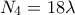 \displaystyle{{{N}_{4}}=18\lambda }