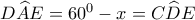D\widehat{A}E=60^{0}-x=C\widehat{D}E