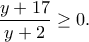 \displaystyle{\frac{y+17}{y+2}\geq 0.} \displaystyle{\frac{y+17}{y+2}\geq 0.}