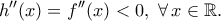 \displaystyle{h^{\prime \prime}(x)=f^{\prime \prime}(x)<0,\,\,\forall\,x\in\mathbb{R}.} \displaystyle{h^{\prime \prime}(x)=f^{\prime \prime}(x)<0,\,\,\forall\,x\in\mathbb{R}.}