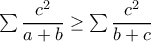 \sum \dfrac{c^2}{a+b}\geq \sum \dfrac{c^2}{b+c}