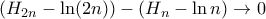 (H_{2n}-\ln(2n))-(H_n-\ln n) \rightarrow 0