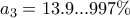 a_{3}=13.9...997\% a_{3}=13.9...997\%