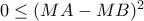 0\leq (MA-MB)^2