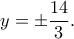 \displaystyle y = \pm \frac{{14}}{3}. \displaystyle y = \pm \frac{{14}}{3}.