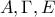 \displaystyle{A,\Gamma ,E }