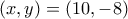 (x,y)=(10,-8) (x,y)=(10,-8)