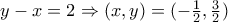 y-x = 2\Rightarrow (x,y) = (-\frac{1}{2},\frac{3}{2})