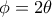\phi = 2 \theta