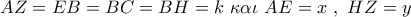 AZ = EB = BC = BH = k\,\,\kappa \alpha \iota \,\,AE = x\,\,,\,\,HZ = y