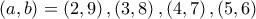 \left ( a,b \right )=\left ( 2,9 \right ),\left ( 3,8 \right ),\left ( 4,7 \right ),\left ( 5,6 \right ) \left ( a,b \right )=\left ( 2,9 \right ),\left ( 3,8 \right ),\left ( 4,7 \right ),\left ( 5,6 \right )