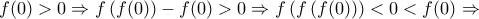 f(0)>0\Rightarrow f\left( f(0) \right)-f(0)>0\Rightarrow f\left( f\left( f(0) \right) \right)<0<f(0)\Rightarrow