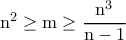 \rm n^2\geq m \geq \dfrac{n^3}{n-1}