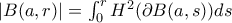 |B(a,r)| = \int_{0}^{r} H^2(\partial B(a,s)) ds