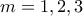 \displaystyle{m=1,2,3}