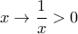 \displaystyle{ 
x \to \frac{1}{x} > 0 
}