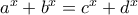a^x+b^x=c^x+d^x