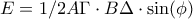 E=1/2A\Gamma\cdot B\Delta\cdot \sin(\phi)