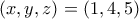 \displaystyle{(x,y,z)=(1,4,5)} \displaystyle{(x,y,z)=(1,4,5)}