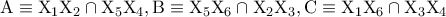 \rm A\equiv X_1X_2\cap X_5X_4,B\equiv X_5X_6\cap X_2X_3,C\equiv X_1X_6\cap X_3X_4