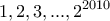 \displaystyle{1,2,3, . . . , 2^{2010}}