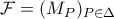 \mathcal{F}=(M_P)_{P\in\Delta} \mathcal{F}=(M_P)_{P\in\Delta}