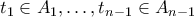t_1 \in A_1,\ldots,t_{n-1} \in A_{n-1}