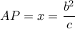 AP=x=\dfrac{b^2}{c}