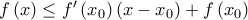 \,f\left( x\right) \leq f^{\prime }\left( x_{0}\right) \left( x-x_{0}\right) +f\left( x_{0}\right)