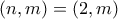(n, m) = (2, m)