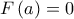 \displaystyle{ 
F\left( a \right) = 0 
}