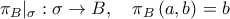 \pi_{B}|_{\sigma} : \sigma \to B, \quad \pi_{B}\left(a,b \right)=b \pi_{B}|_{\sigma} : \sigma \to B, \quad \pi_{B}\left(a,b \right)=b