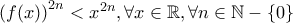 {\left( {f(x)} \right)^{2n}} < {x^{2n}},\forall x \in \mathbb{R},\forall n \in \mathbb{N} - \left\{ 0 \right\}