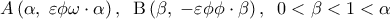 \displaystyle 
A\left( {\alpha ,\;\varepsilon \phi \omega  \cdot \alpha } \right),\;\;{\rm B}\left( {\beta ,\; - \varepsilon \phi \phi  \cdot \beta } \right),\;\;0 < \beta  < 1 < \alpha