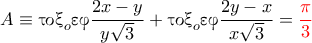 A\equiv\textnormal{\gr &tau;&omicron;&xi;}_o\textnormal{\gr &epsilon;&phi;}\dfrac{2x-y}{y\sqrt{3}}+\textnormal{\gr &tau;&omicron;&xi;}_o\textnormal{\gr &epsilon;&phi;}\dfrac{2y-x}{x\sqrt{3}}={\color{red}\dfrac{\pi}{3}}