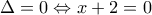 \displaystyle \Delta =0\Leftrightarrow x+2=0