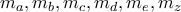 m_a,m_b,m_c,m_d,m_e,m_z