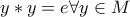 y*y = e \forall y \in M