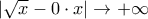 |\sqrt{x}-0\cdot x|\to +\infty