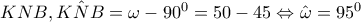 KNB ,\hat{KNB}=\omega -90^{0}=50-45\Leftrightarrow \hat{\omega }=95^{0}