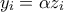 y_i = \alpha z_i