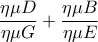 \dfrac{\eta \mu D}{\eta \mu G}+\dfrac{\eta \mu B}{\eta \mu E}