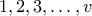 1,2,3, \ldots ,v