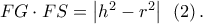 FG \cdot FS = \left| {{h^2} - {r^2}} \right|\;\,\left( 2 \right).