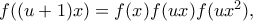 f((u+1)x)=f(x)f(ux)f(ux^2),